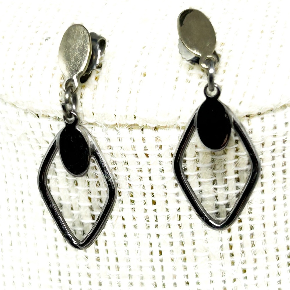 Vintage Estate Jewelry Silvertone Dangle Hoops Earrings